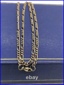 Vintage Hallmarked 375 9CT Gold 3+1 Figaro Chain Necklace 18 6.8g