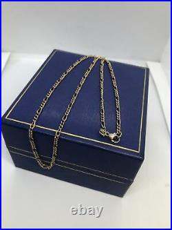 Vintage Hallmarked 375 9CT Gold 3+1 Figaro Chain Necklace 18 6.8g