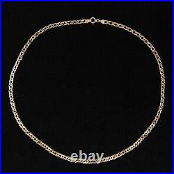 Vintage Hallmarked Solid 9ct Gold 375 Double Curb Chain Necklace 18'' 8g 4mm