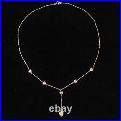Vintage Hallmarked Solid 9ct Gold 375 Heart Belcher Chain Dropper Necklace 16'