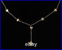 Vintage Hallmarked Solid 9ct Gold 375 Heart Belcher Chain Dropper Necklace 16'