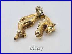 Vintage Heavy, Cute, 9ct Gold Siamese Cat Pendant- Sim diamonds Collar- superb