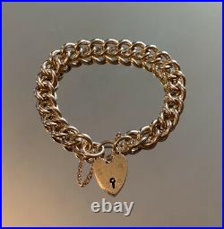 Vintage Heavy Solid 9ct Gold 7 Curb Link Chain Charm Bracelet 38.3g