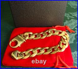 Vintage MENS 8.25 9ct Gold CURB CHAIN Bracelet HEAVY 43gr 14mm Hm RRP New£2500