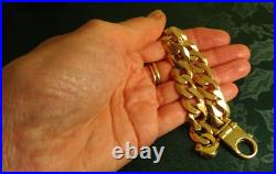 Vintage MENS 8.25 9ct Gold CURB CHAIN Bracelet HEAVY 43gr 14mm Hm RRP New£2500