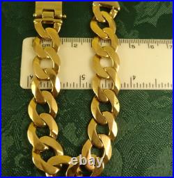 Vintage MENS 8.25 9ct Gold CURB CHAIN Bracelet HEAVY 43gr 14mm Hm RRP New£2500