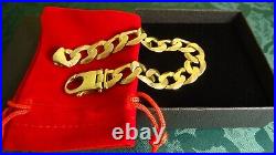 Vintage MENS 8.25 9ct Gold CURB CHAIN Bracelet HEAVY 43gr 14mm Hm RRP New£2500