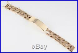 Vintage Men's Gents Solid 9Ct Gold Flat Curb Link Chain Identity Bracelet 100g
