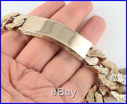 Vintage Men's Gents Solid 9Ct Gold Flat Curb Link Chain Identity Bracelet, 103g