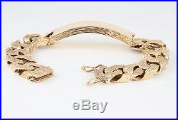 Vintage Men's Gents Solid 9Ct Gold Flat Curb Link Chain Identity Bracelet, 103g