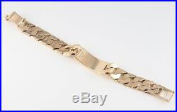 Vintage Men's Gents Solid 9Ct Gold Flat Curb Link Chain Identity Bracelet 88.7g