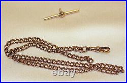 Vintage Rose Gold 9ct Fob chain with Clip & Separate Bar Signed RR Exc Con 920