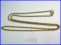 Vintage SOLID 9ct GOLD 22 inch long SINGAPORE LINK NECKLACE, CHAIN 4.3g