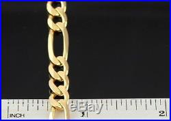 Vintage Solid 9Ct Gold Figaro Flat Link Chain Necklace 28.1g