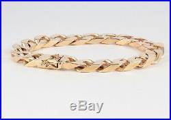 Vintage Solid 9Ct Gold Flat Curb Link Chain Bracelet 48.3grams