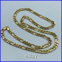 Vintage Solid 9ct Yellow Gold 5mm Figaro Chain 24 Necklace #727