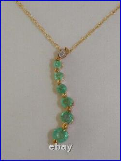 Womens 9ct Gold Emerald & Diamond Pendant with 18 Gold Chain