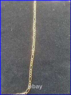 Womens 9ct Gold Figaro Flat Link Necklace Chain