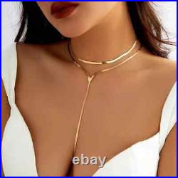 Yellow Gold Herringbone Necklace